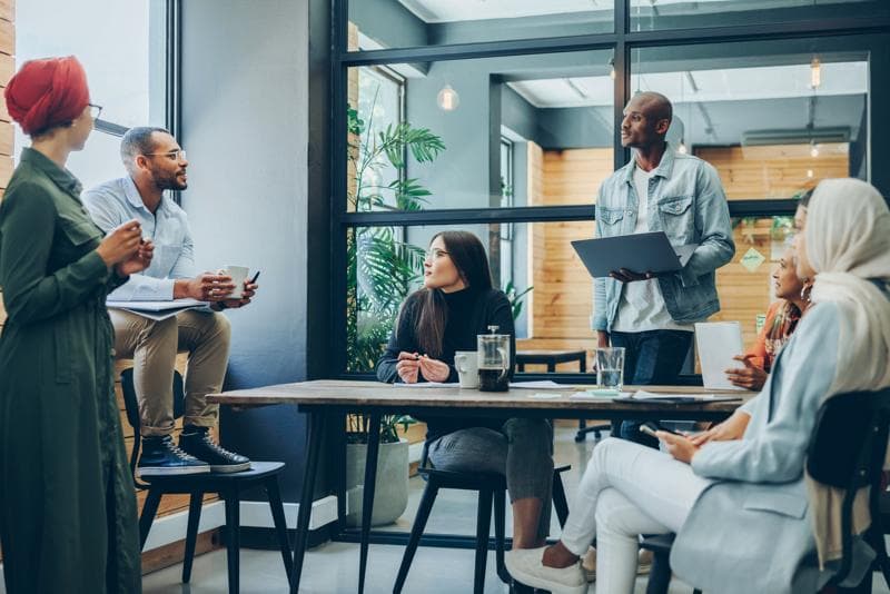 Multicultural business professionals having a meeting in an office